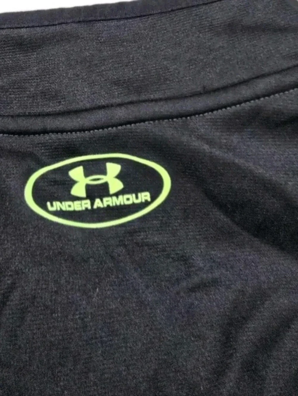Under Armour Black Tee with Neon Lime Logo Size Large